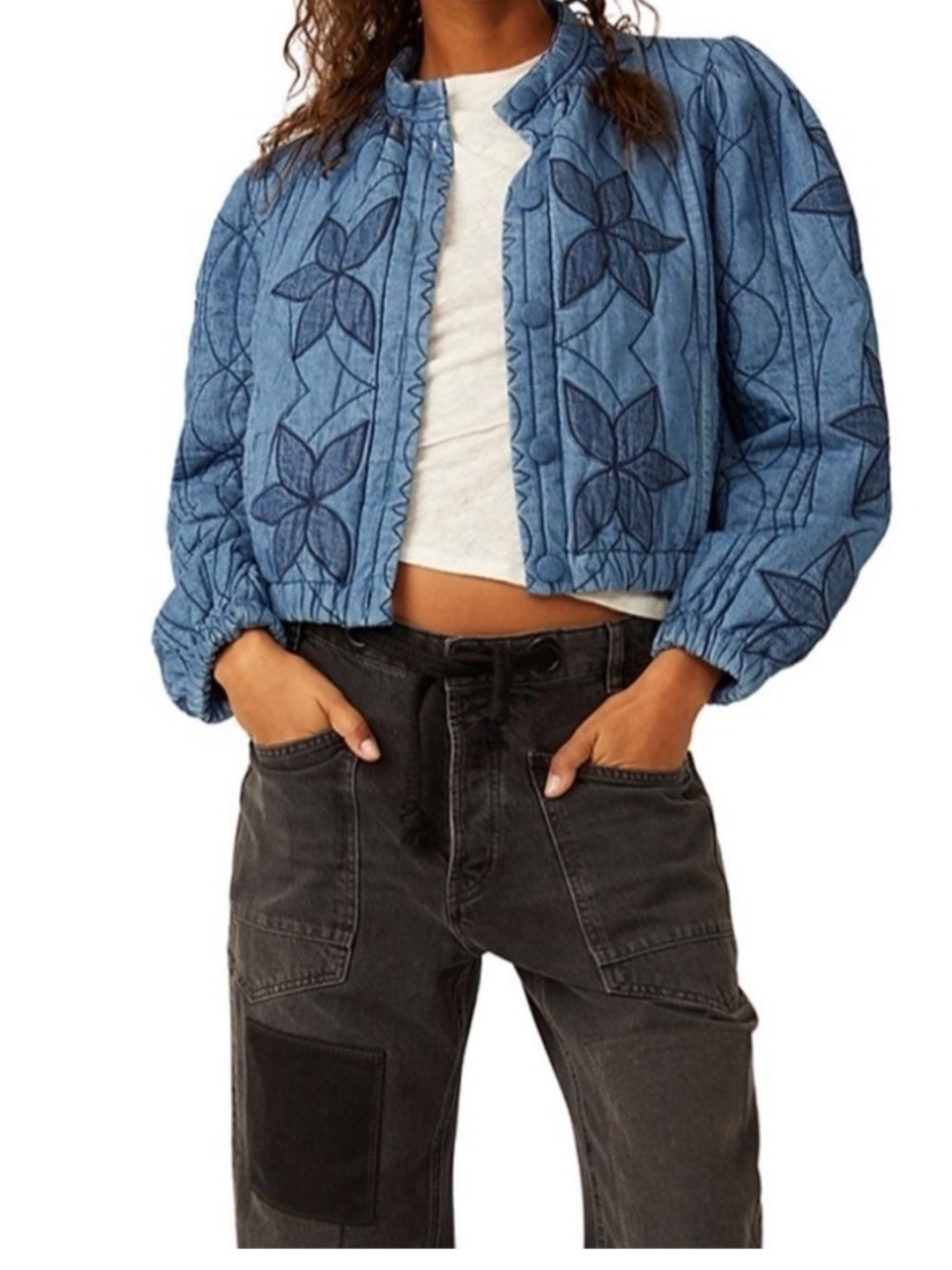 Free People Quinn Quilted Jacket Patchwork XS New